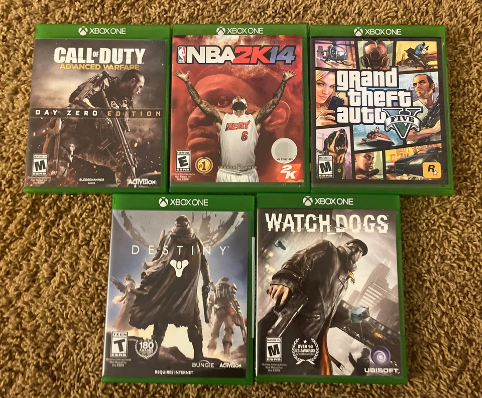XBOX ONE Games Lot Of 5 Call Of Duty NBA 2K14 GTA V Destiny Watch Dogs PREOWNED - Image 1 of 4