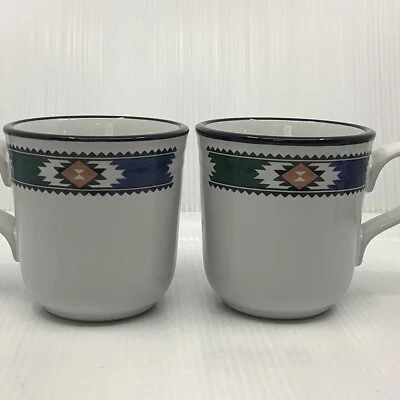 2 gres Noritake Kachina vintage años 90 12 OZ Tazas Santa Fe diseño azteca Foto 1 de 4