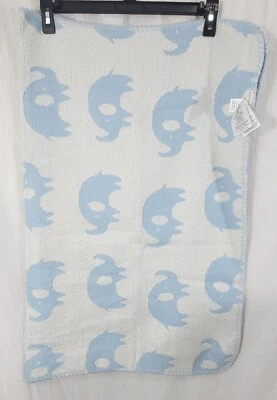 Manta bebé Pottery Barn niños elefante azul acrílico Lovey reversible 30"x40" Foto 1 de 3