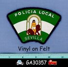 SEVILLA POLICIA LOCAL (Old VINYL FELT) SPAIN Spanish Police Shoulder Patch LION