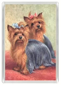 YORKSHIRE TERRIER DOGS LOVELY DOG ART PRINT NOVELTY FRIDGE MAGNET GREAT GIFT - Picture 1 of 1