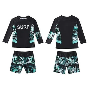 Kids Boys Rash Guard Set UPF 50+ UV Swimwear Long Sleeve Two Piece Bathing Suits - Picture 1 of 20
