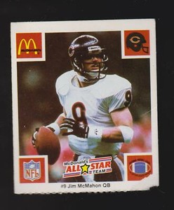 1986 McDonald's Jim McMahon card, Chicago Bears, low grade