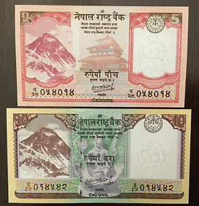 Nepal December 2020 issued Rs 5,10 Everest banknote sign # 21 M.P. Adhikari UNC