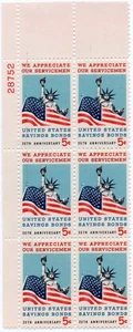 Scott #1320 Flag & Statue of Liberty 5¢ Plate Block of 6 Stamps - MNH - Picture 1 of 2