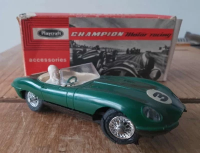 JUGUETES ORIGINALES VINTAGE PLAYCRAFT TIPO JAGUAR COCHE SLOT NO SCALEXTRIC EN CAJA - Imagen 1 de 4