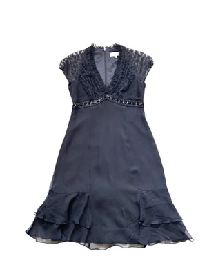 Badgley Mischka Beaded Silk Formal Dress Mesh size 4 Luxury Empire Waist * - Image 1 of 4