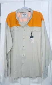 Poncho Mens Beige & Orange Lightweight Fishing Magnetic Pocket Shirt Large XXL - Picture 1 of 4
