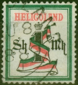 Heligoland 1889 1m (1s) Deep Green Aniline-Rose & Black SG18a V.F.U - Picture 1 of 1