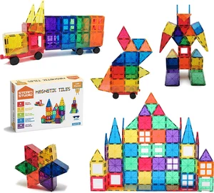 STEAM STUDIO 120Pcs Magnetic Tiles Including Two Cars, Secured with Rivets, B... - Picture 1 of 12