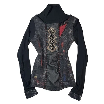 Save The Queen Топ XL длинным рукавом рубашка Y2K винтажный Евро авангард графический черный - Изображение 1 из 4