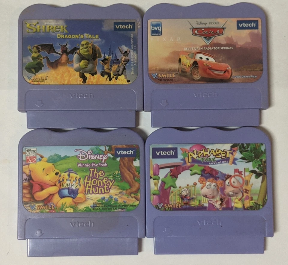 VTech V.Smile Lot of 4 - Shrek Cars Winnie the Pooh Alphabet - DOcx13 - Image 1 of 3