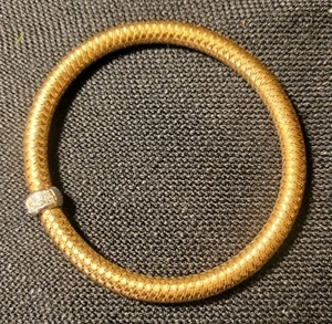 ROBERTO COIN 18K ROSE GOLD & DIAMOND PRIMAVERA WOVEN STRETCH BRACELET 13.2 G - Picture 1 of 5
