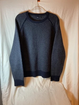 J.Crew men's crewneck Lambs wool sweater Navy & Grey Birds-eye Knit Size XL - Image 1 of 4
