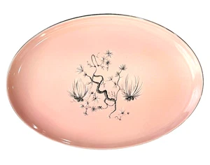 Vintage 1950’s Taylor Smith & Taylor Pink Dwarf Pine Serving Platter 13.5" MCM - Picture 1 of 7