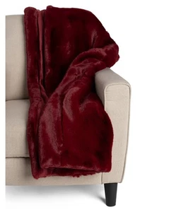 RACHEL RACHEL ROY Luxe Ultra Cozy Faux Fur Thick Throw Blanket Rhubarb *50 x 70" - Picture 1 of 9