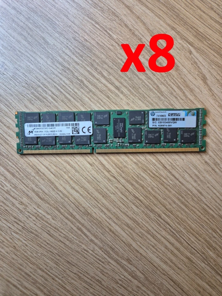 Lotto di moduli x8 627812-B21 HP 16GB PC3L-10600R DDR3-1333MHz ECC 2Rx4 62897... - Immagine 1 di 4