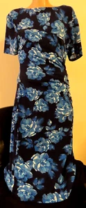 DRESS - LIZ JORDAN BLACK & BLUE SHEATH FLORAL DRESS. Size S - Picture 1 of 2