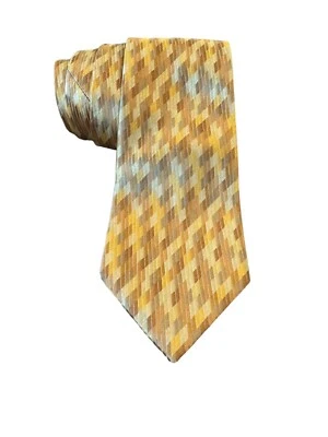 Geoffrey Beene Neck Tie 4" Wide 59.5" Long Brown 100% Silk Embroidered Foto 1 de 4