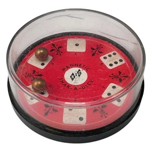 VTG Magnetic Shak-A-Dice Pocket Toy Games 2.75" Diameter NSC 1979 Red and Black - Picture 1 of 4