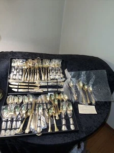 F.B. Rodgers gold silverware set - Picture 1 of 12