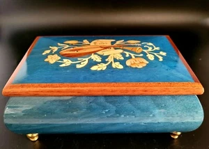 Caja de música de alto brillo hecha en Italia verde azulado hermoso color raro - Imagen 1 de 12