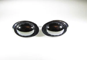 Silver Tone Cufflinks with Oval Hematite Stone - Picture 1 of 6