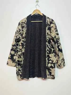 Abrigo Bohemio Chaqueta Kantha Acolchado Algodón Indio Vintage Hecho a Mano Mujer Usar Foto 1 de 4