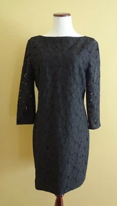 Abito Diane von Furstenberg Sarita in pizzo nero design floreale manica a 3/4 taglia 12 - Foto 1 di 8
