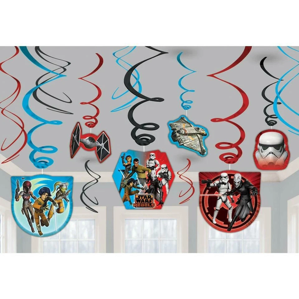 NUEVO DISEÑO AMSCAN STAR WARS FIESTA VALOR PACK 12 PACK REMOLINO DECORACIONES Foto 1 de 3