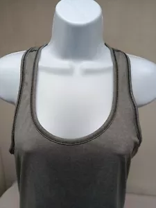 ATHLETA WOMENS SMALL GRAY BLACK STITCHING RACERBACK TANK TOP - Picture 1 of 12