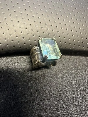 SILPADA RETIRED Sterling Silver 925 Aqua Large Blue Glass Ring Size 6 R1883 - Image 1 of 4