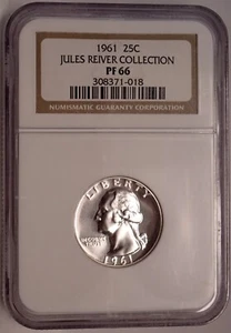 1961 Washington Quarter NGC PF 66 Beautiful Coin from Jules Reiver Collection - Picture 1 of 2