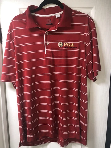Vintage Cutter & Buck Men's Golf Polo PGA Short Sleeves Size-L Red Stripe Logo Cover