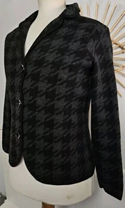 KENAR Ladies Designer Dogtooth Knit Italian Merino Wool Cardigan - UK Small - Picture 1 of 13