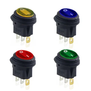 3 pcs LED 12V 20A Car Boat ON/OFF Round Waterproof Rocker Toggle Switch US - Picture 1 of 16