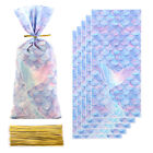 50Pcs Mermaid Party Gift Bag Biscuit Packing Bag Mermaid Tail Scales Treat Bags