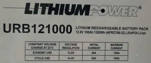 UltraLife URB121000 12.8V 100Ah 1280Wh LiFePO4 SLA Replacement BatteryX14 - Picture 1 of 3