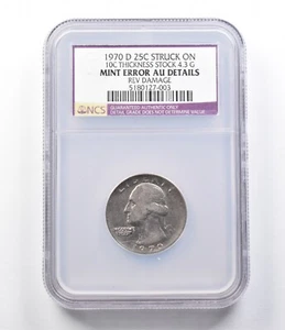 Error AU Details 1970-D Washington Quarter Strk On 10C Thickness 4.3G NGC *5662 - Picture 1 of 3