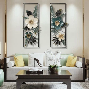 Flower metal wall art Wall Picture Handmade Decoration Living Room 85cm x 31cm - Picture 1 of 11