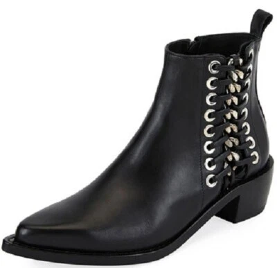 New ALEXANDER MCQUEEN $1500 Black Braided Chain Gothic Ankle Boots Italy EU 36 - Image 1 of 4