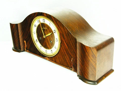 JUNGHANS PURE  ART DECO  CHIMING MANTEL CLOCK  BLACK FOREST GERMANY Cover