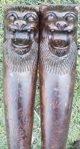 antique oak ornate wooden wood pediment carve face lion Northwind Cover