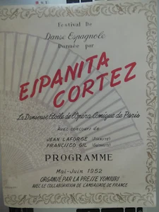Programme juin 1952 danseuse etoile espanita cortez festival danse espagnole - Foto 1 di 6