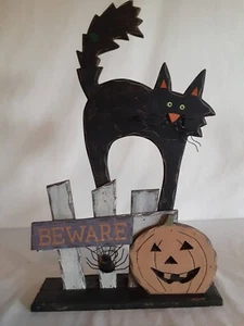 Halloween Holiday Inspiration Decor Black Cat Pumpkin Spider Beware - Picture 1 of 2