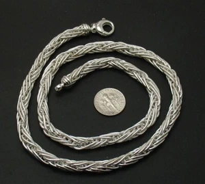 20" Round Spiga Wheat Chain Bracelet Necklace Real 925 Sterling Silver QVC - Picture 1 of 4