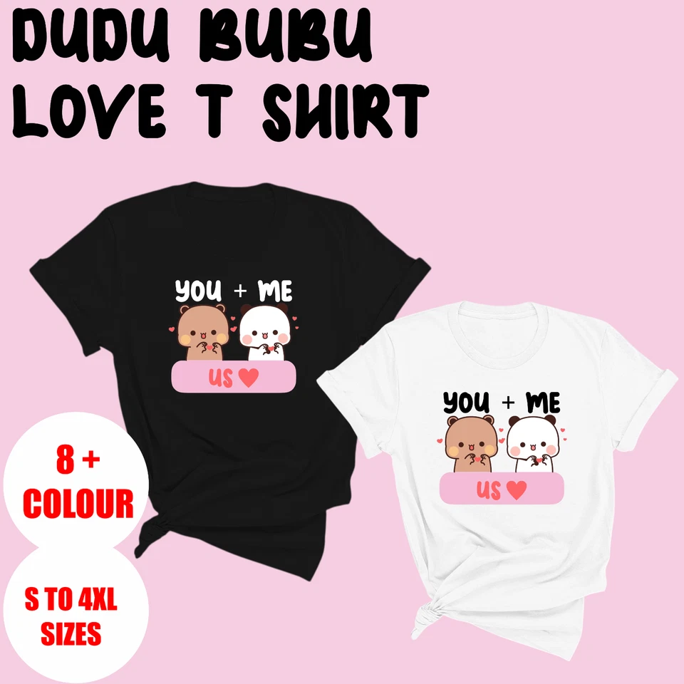 DUDU BUBU Love T-Shirt for Couples You and Me Forever Cartoon Bears Love T Shirt - Image 1 of 3