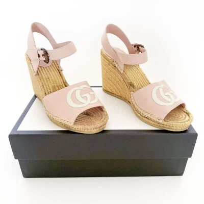 Sandalias de cuña alpargata Gucci Flor GG UE 39,5 EE. UU. 9,5 oro rosa plataforma tacón Foto 1 de 4