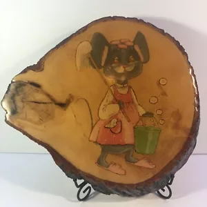 Caricatura vintage dipinta a mano arte popolare legno lastra arte bordo vivo lavanderia rustico - Foto 1 di 12