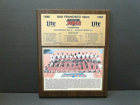 1988 San Francisco 49ers Super Bowll XXIII Champions Wooden Plaque Cover